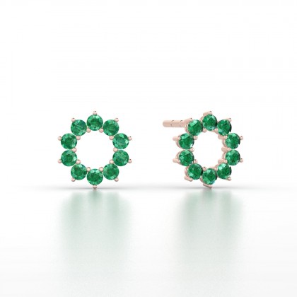 Dakota Boucles d'oreilles Emeraude 0,24 carat en Or rose 18k