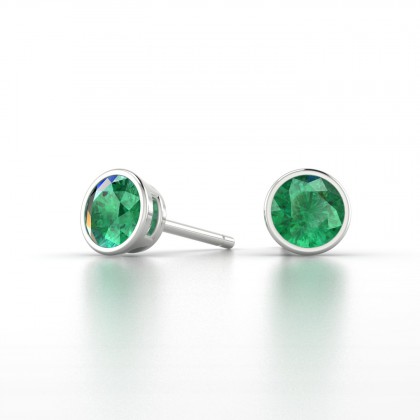 Dana Boucles d'oreilles Emeraude en Or blanc 18k