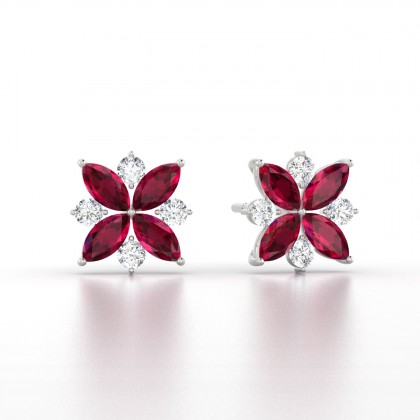 Daria Boucles d'oreilles Marquises Rubis en Argent 925