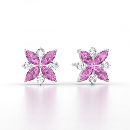 Daria Boucles d'oreilles Marquises Saphir rose en Argent 925
