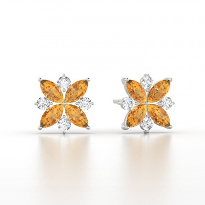 Daria Boucles d'oreilles Marquises Citrine en Or blanc 18k