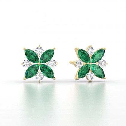 Daria Boucles d'oreilles Marquises Emeraude en Or jaune 18k