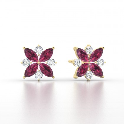 Daria Boucles d'oreilles Marquises Grenat en Or jaune 18k