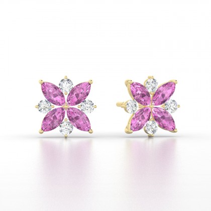 Daria Boucles d'oreilles Marquises Saphir rose en Or jaune 18k