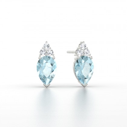 Divine Boucles d'oreilles Aigue-marine en Argent 925