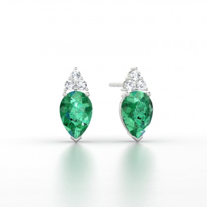 Divine Boucles d'oreilles Emeraude en Argent 925