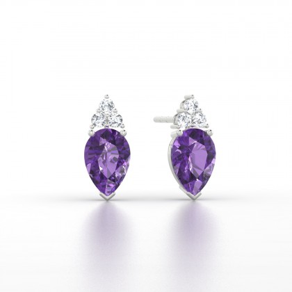 Divine Boucles d'oreilles Améthyste en Or blanc 18k