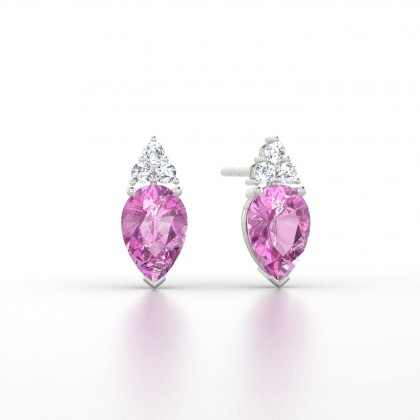 Divine Boucles d'oreilles Saphir rose en Or blanc 18k