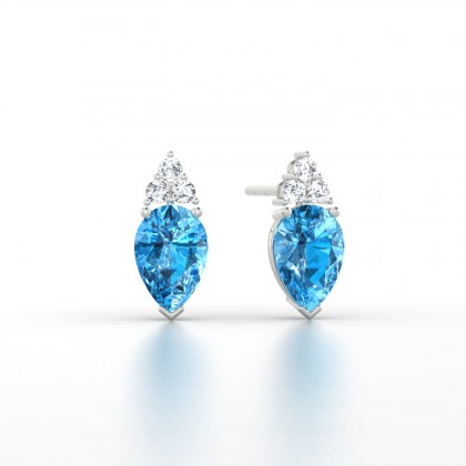 Divine Boucles d'oreilles Topaze en Or blanc 18k