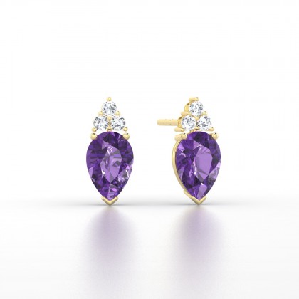 Divine Boucles d'oreilles Améthyste en Or jaune 18k