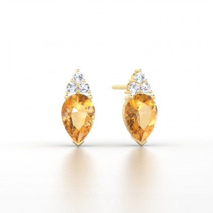Divine Boucles d'oreilles Citrine en Or jaune 18k