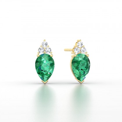 Divine Boucles d'oreilles Emeraude en Or jaune 18k