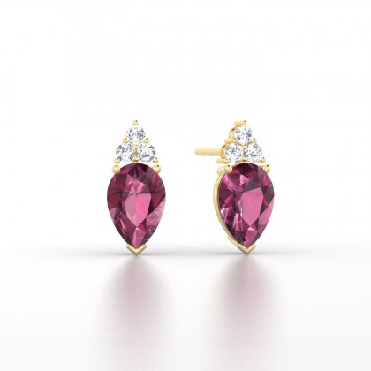 Divine Boucles d'oreilles Grenat en Or jaune 18k