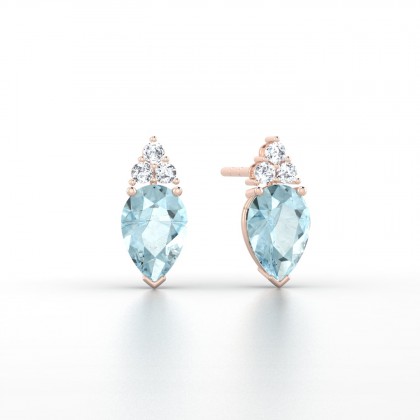Divine Boucles d'oreilles Aigue-marine en Or rose 18k