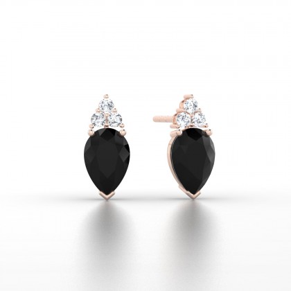 Divine Boucles d'oreilles Diamant noir en Or rose 18k