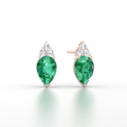 Divine Boucles d'oreilles Emeraude en Or rose 18k