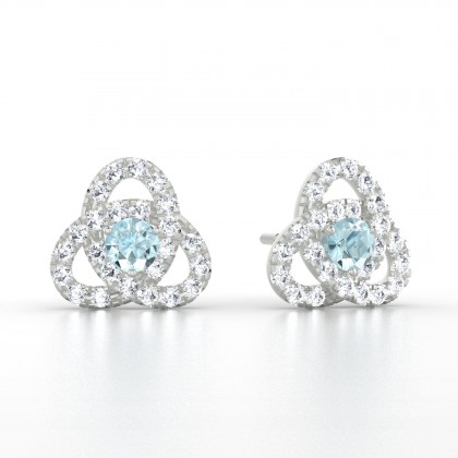 Entrelacées Boucles d'oreilles Aigue-marine en Argent 925