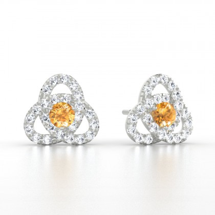 Entrelacées Boucles d'oreilles Citrine en Or blanc 18k