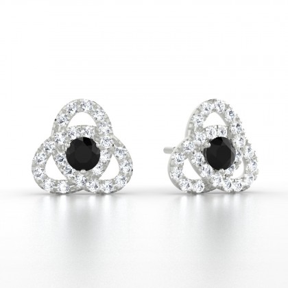 Entrelacées Boucles d'oreilles Diamant noir en Or blanc 18k
