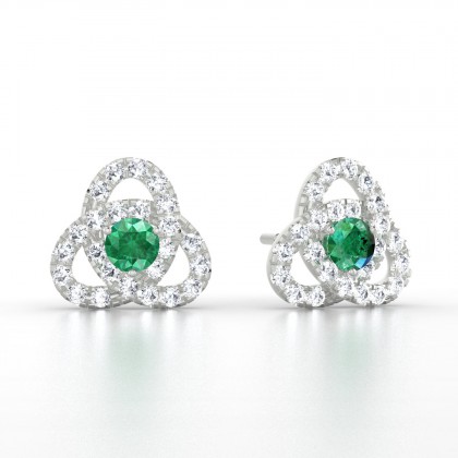 Entrelacées Boucles d'oreilles Emeraude en Or blanc 18k