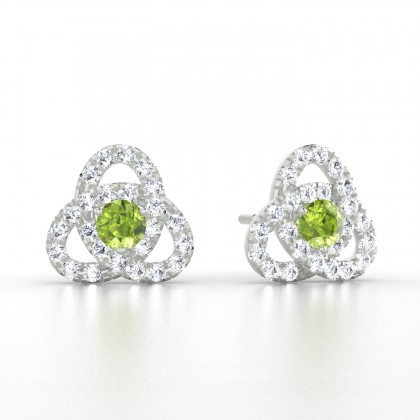 Entrelacées Boucles d'oreilles Péridot en Or blanc