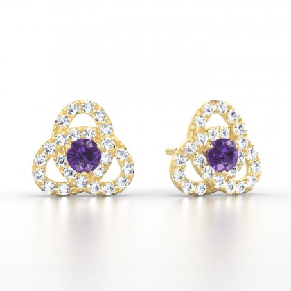 Entrelacées Boucles d'oreilles Améthyste en Or jaune