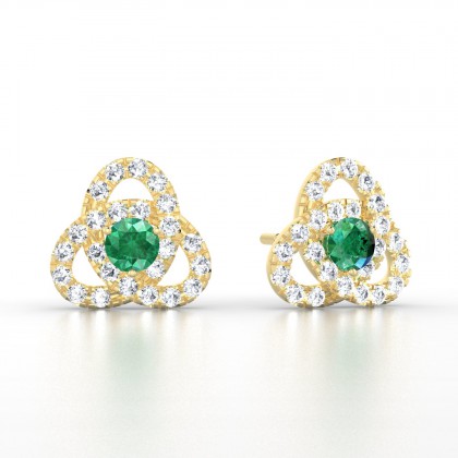 Entrelacées Boucles d'oreilles Emeraude en Or jaune 18k