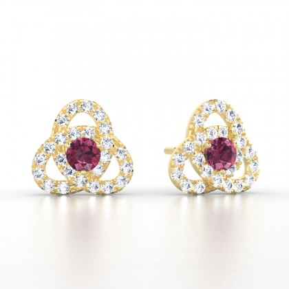 Entrelacées Boucles d'oreilles Grenat en Or jaune 18k