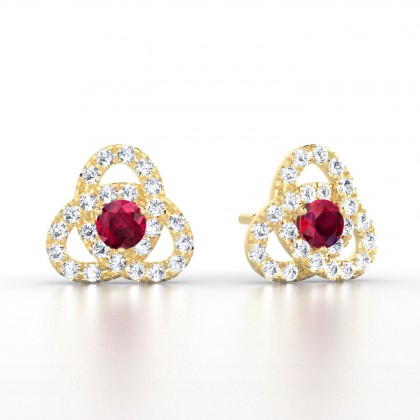 Entrelacées Boucles d'oreilles Rubis en Or jaune 18k