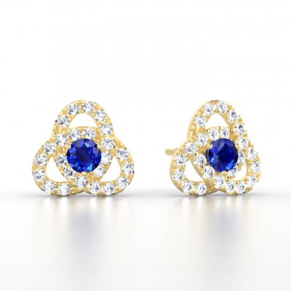Entrelacées Boucles d'oreilles Saphir en Or jaune 18k