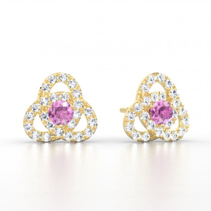 Entrelacées Boucles d'oreilles Saphir rose en Or jaune 18k