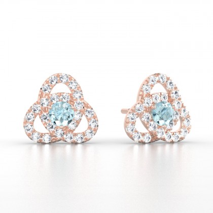 Entrelacées Boucles d'oreilles Aigue-marine en Or rose -
