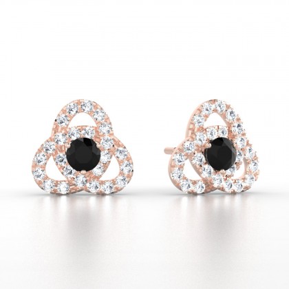 Entrelacées Boucles d'oreilles Diamant noir en Or rose 18k