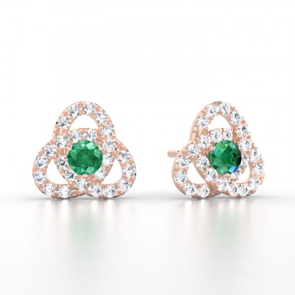 Entrelacées Boucles d'oreilles Emeraude en Or rose 18k
