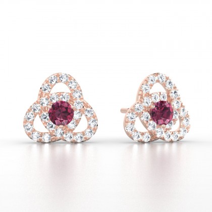 Entrelacées Boucles d'oreilles Grenat en Or rose