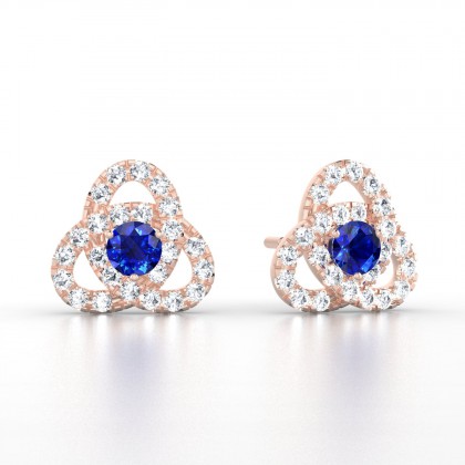 Entrelacées Boucles d'oreilles Saphir en Or rose 18k