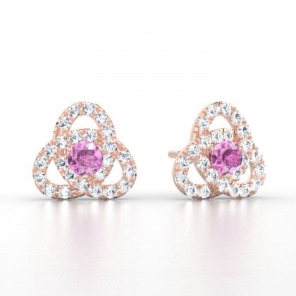 Entrelacées Boucles d'oreilles Saphir rose en Or rose