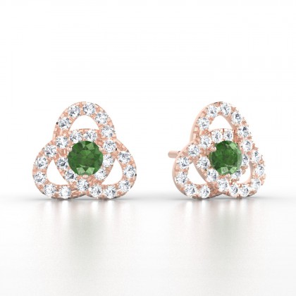Entrelacées Boucles d'oreilles Tourmaline en Or rose 18k