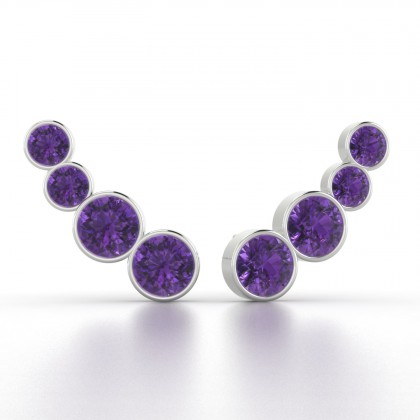 Eunice Boucles d'oreilles Améthyste en Or blanc 18k