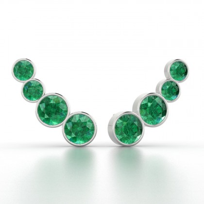 Eunice Boucles d'oreilles Emeraude en Or blanc 18k