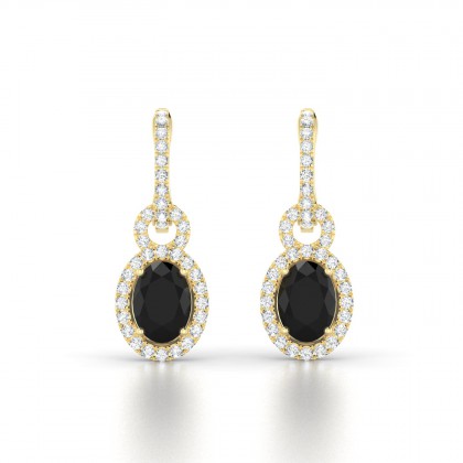 Excellence Boucles d'oreilles Diamant noir en Or jaune 18k