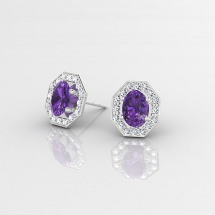 Fay Boucles d'oreilles Améthyste en Or blanc 18k