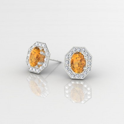 Fay Boucles d'oreilles Citrine en Or blanc 18k