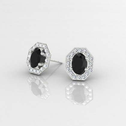 Fay Boucles d'oreilles Diamant noir en Or blanc 18k