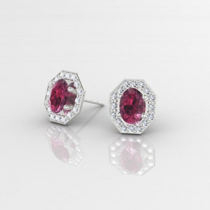 Fay Boucles d'oreilles Grenat en Or blanc 18k