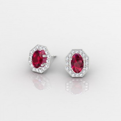 Fay Boucles d'oreilles Rubis en Or blanc 18k