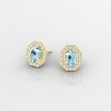 Fay Boucles d'oreilles Aigue-marine en Or jaune 18k