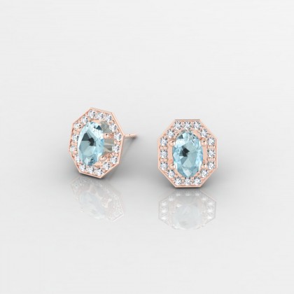 Fay Boucles d'oreilles Aigue-marine en Or rose 18k