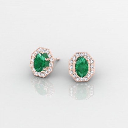 Fay Boucles d'oreilles Emeraude en Or rose 18k