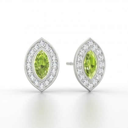 Gabrielle Boucles d'oreilles Marquises Péridot en Or blanc 18k
